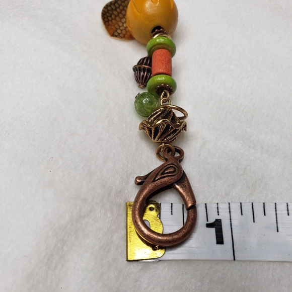 Chico's Anklet / Bracelet 11" Beaded Metal Charms Copper Yellow Green NWT - Picture 10 of 13